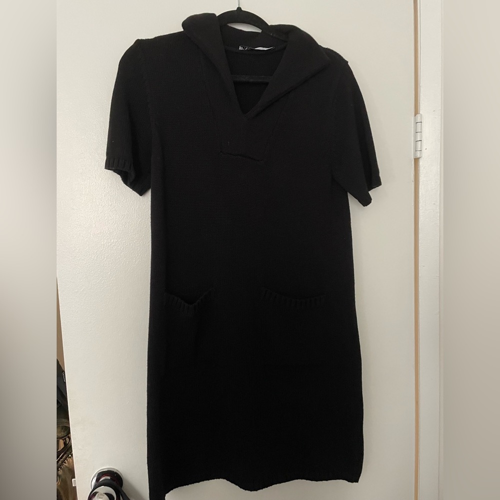 Zara v neck knit sweater dress short sleeves